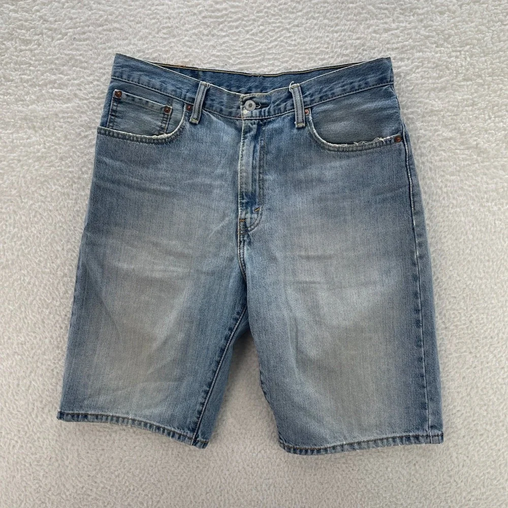 Levis 569 Shorts Mens 33 Blue Loose Straight Jorts Faded Grunge Skate Denim Y2K